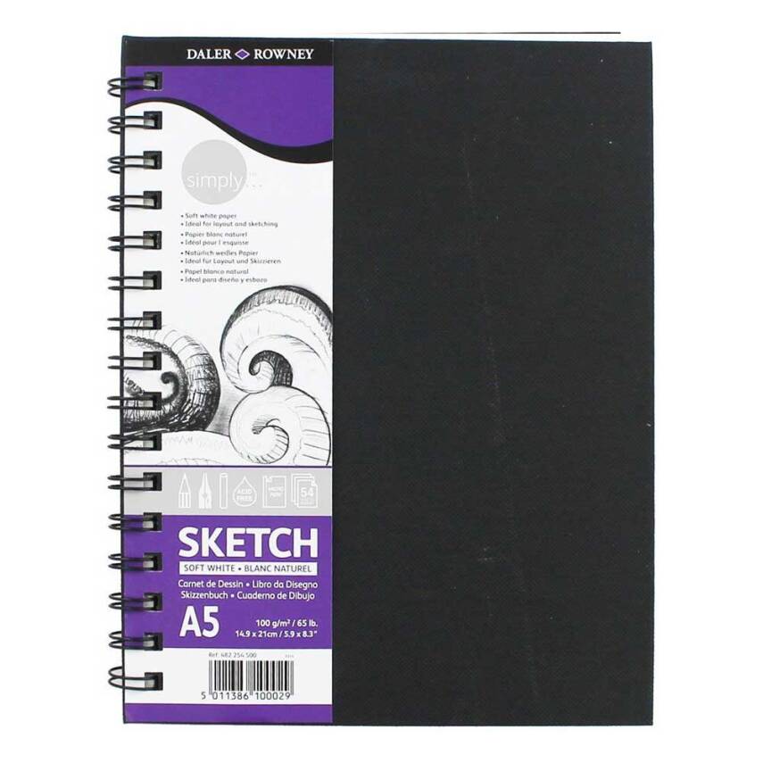 Daler Rowney Simply Sketchbook Soft White A5 100g 54 Pages - 1