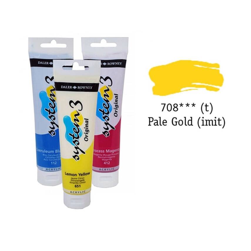Daler Rowney System 3 Original Acrylic Paint 150 ml Pale Gold Imit - 1