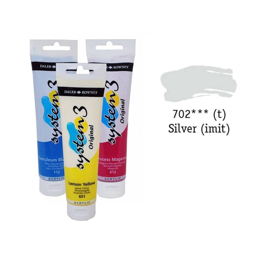 Daler Rowney System 3 Original Acrylic Paint 150 ml Silver Imite - 1