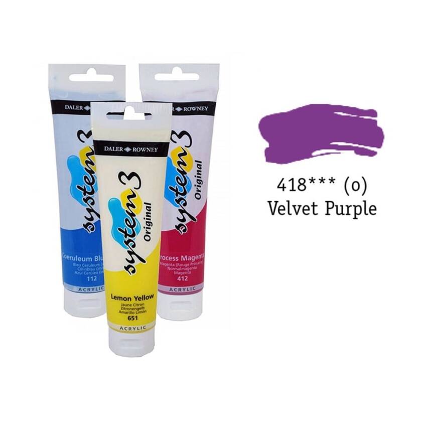 Daler Rowney System 3 Original Acrylic Paint 150 ml Velvet Purple - 1
