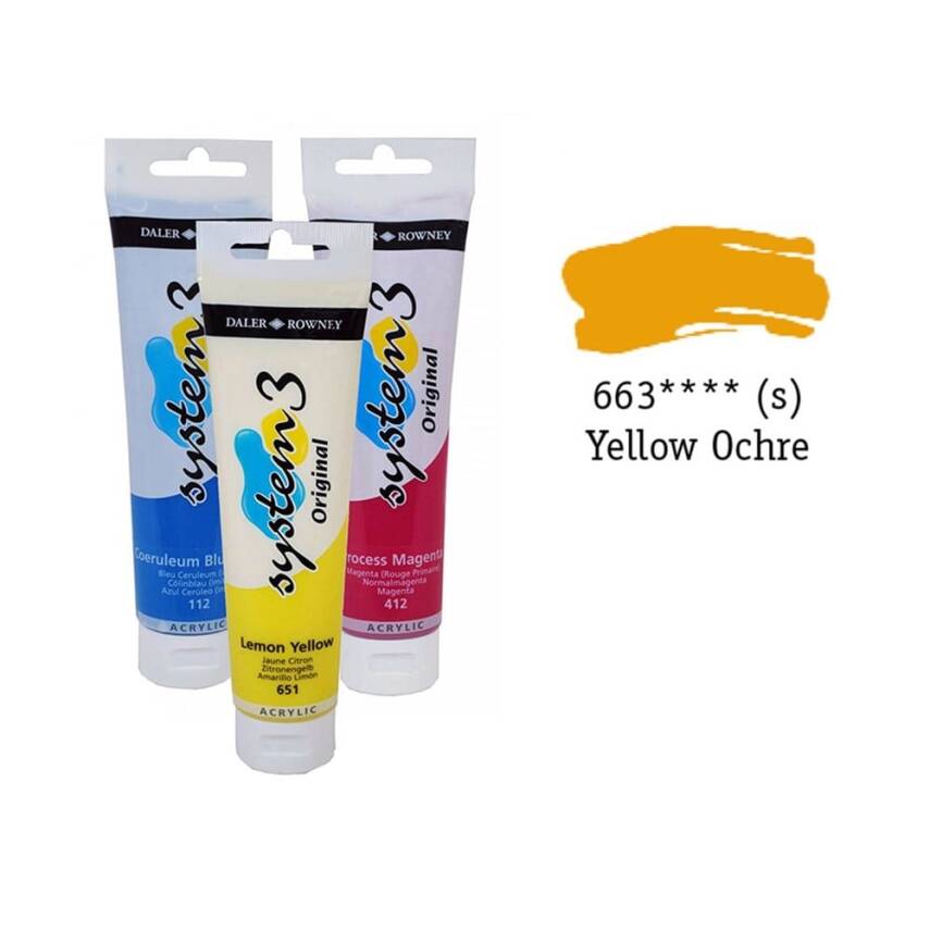 Daler Rowney System 3 Original Acrylic Paint 150 ml Yellow Ocher - 1