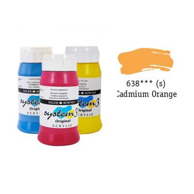 Daler Rowney System 3 Original Acrylic Paint 500 ml Cadmium Orange Light Hue