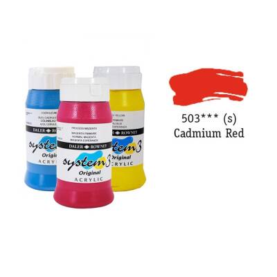Daler Rowney System 3 Original Acrylic Paint 500 ml Cadmium Red Hue