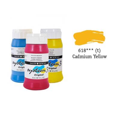 Daler Rowney System 3 Original Acrylic Paint 500 ml Cadmium Yellow Deep Hue