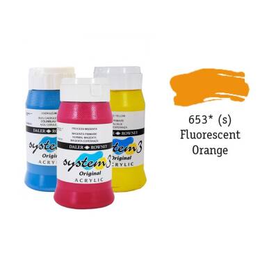 Daler Rowney System 3 Original Acrylic Paint 500 ml Fluoro Orange