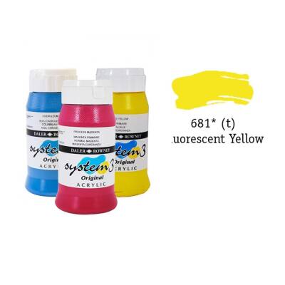 Daler Rowney System 3 Original Acrylic Paint 500 ml Fluoro Yellow