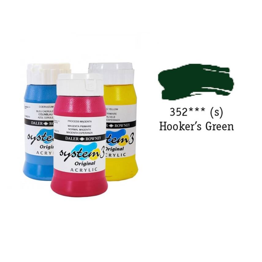 Daler Rowney System 3 Original Acrylic Paint 500 ml Hookers Green - 1