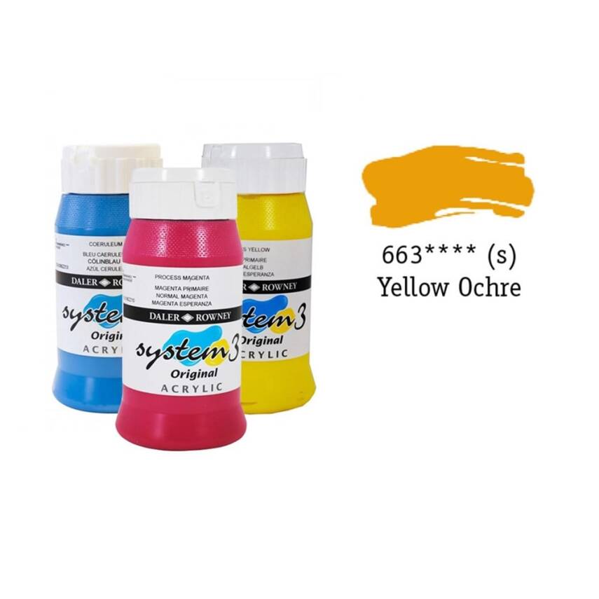 Daler Rowney System 3 Original Acrylic Paint 500 ml Yellow Ocher - 1