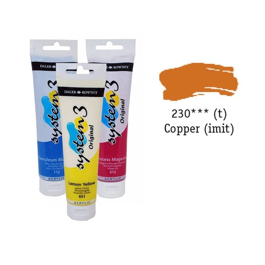 Daler Rowney System 3 Original Akrilik Boya 150 ml Copper Imit - 1