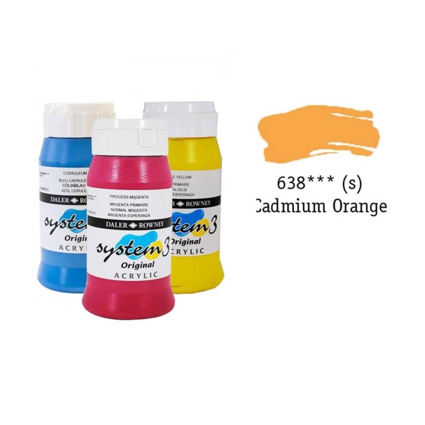 Daler Rowney System 3 Original Akrilik Boya 500 ml Cadmium Orange Light Hue - 1