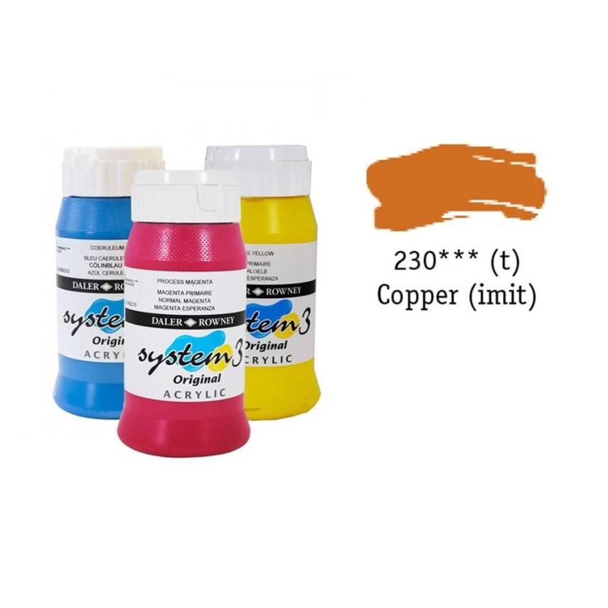 Daler Rowney System 3 Original Akrilik Boya 500 ml Copper İmit - 1