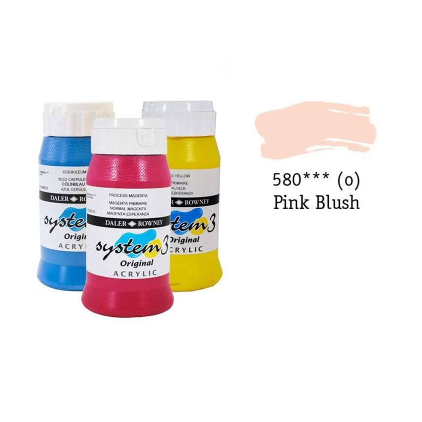 Daler Rowney System 3 Original Akrilik Boya 500 ml Pink Blush - 1