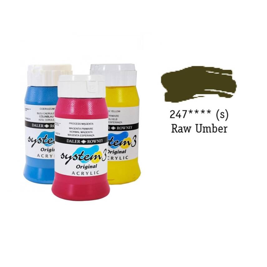 Daler Rowney System 3 Original Akrilik Boya 500 ml Raw Umber - 1