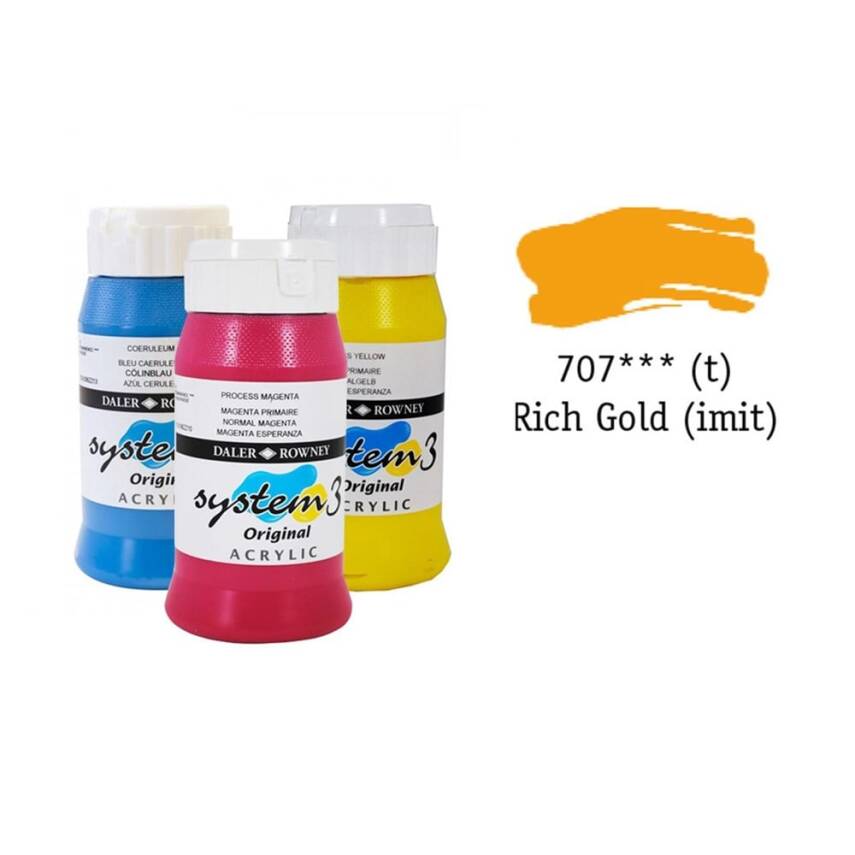 Daler Rowney System 3 Original Akrilik Boya 500 ml Rich Gold İmit - 1