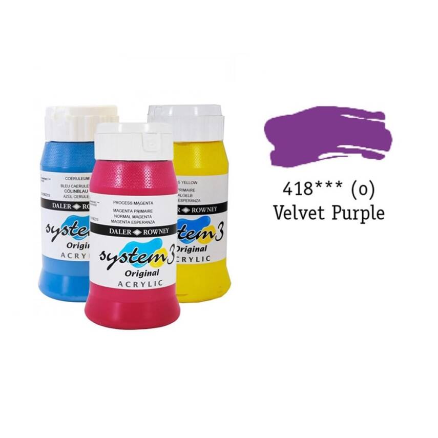 Daler Rowney System 3 Original Akrilik Boya 500 ml Velvet Purple - 1