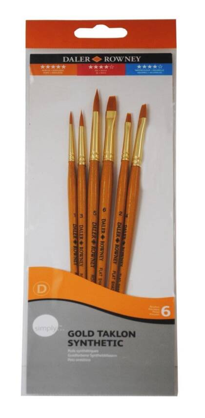Daler Rowney Taklon Brush Set Short Handle 6 Pieces - 1