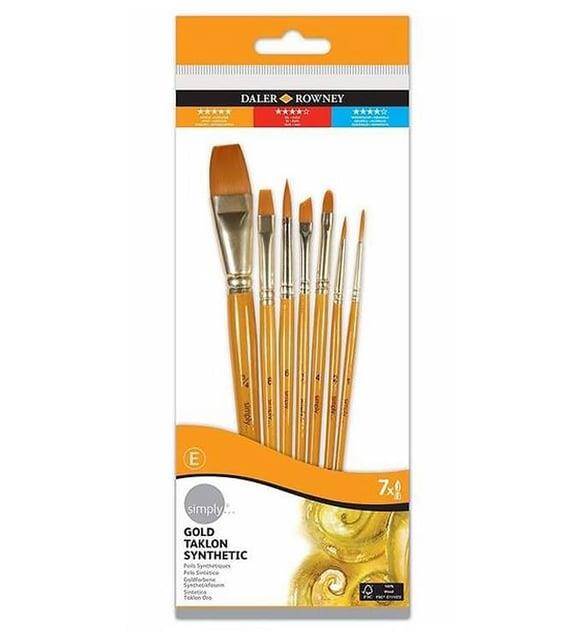 Daler Rowney Taklon Brush Set Short Handle 7 Pieces - 1