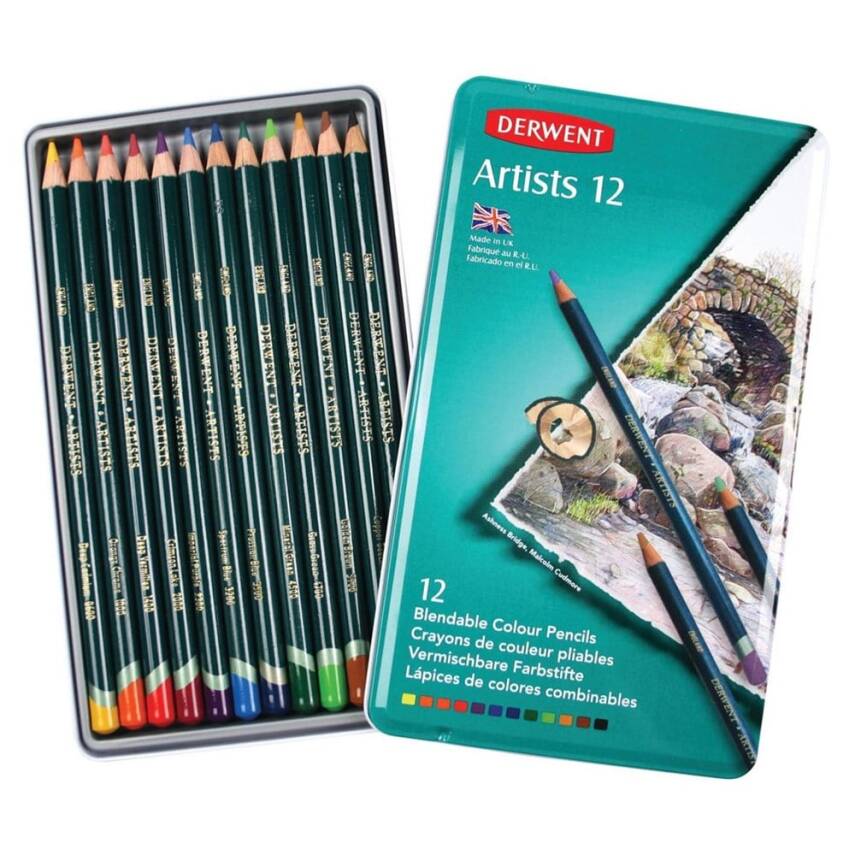 Derwent Artists Colour Pencils Tin Box of 12 Artist Colour Pencils - 2