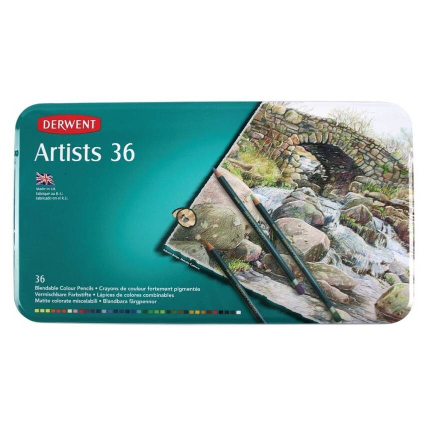 Derwent Artists Colour Pencils Tin Box of 36 Artist Colour Pencils - 1