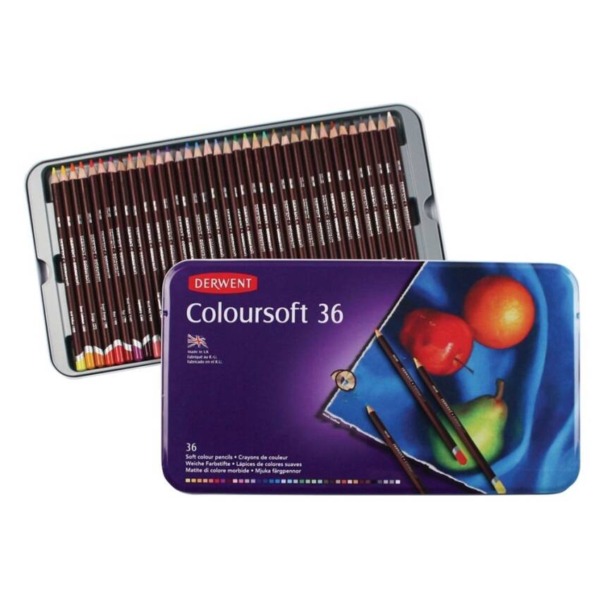 Derwent Coloursoft Colour Pencils Renkli Yumuşak Kuru Boya Kalemi 36'lı Teneke Kutu - 5