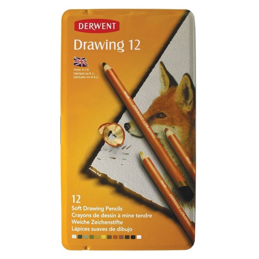 Derwent Drawing Oil-Based Sketching Pencils, 12-Piece Tin Box - 1