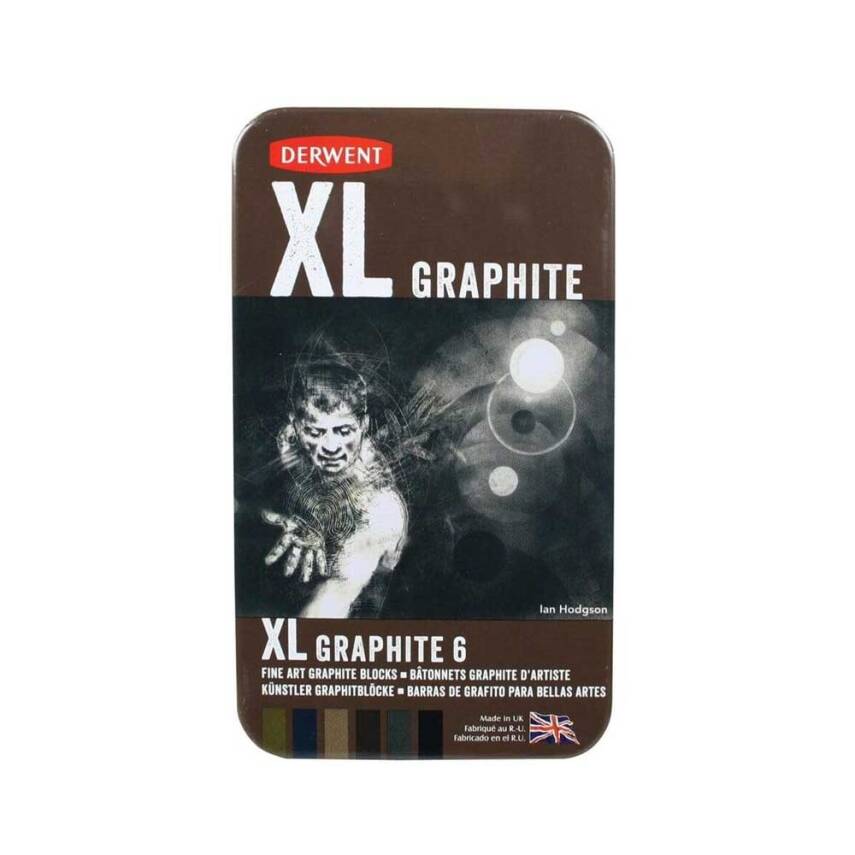 Derwent Xl Graphite Block Kalın Grafit Füzen 6'lı Teneke Kutu - 1