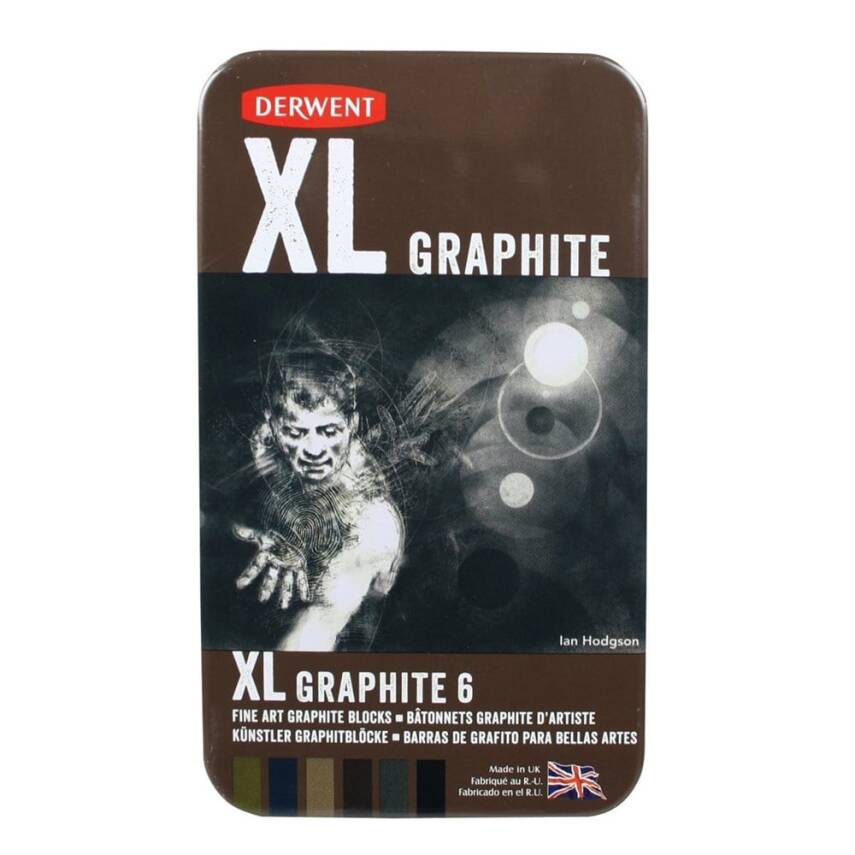Derwent Xl Graphite Block Thick Graphite Charcoal 6-Pack Tin Box - 1