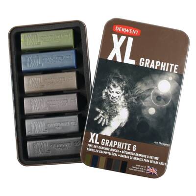 Derwent Xl Graphite Block Thick Graphite Charcoal 6-Pack Tin Box (1)