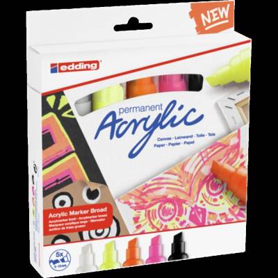 Edding Acrylic Marker Thick Tip 5-Piece Set Highlighter E-5000 - 1