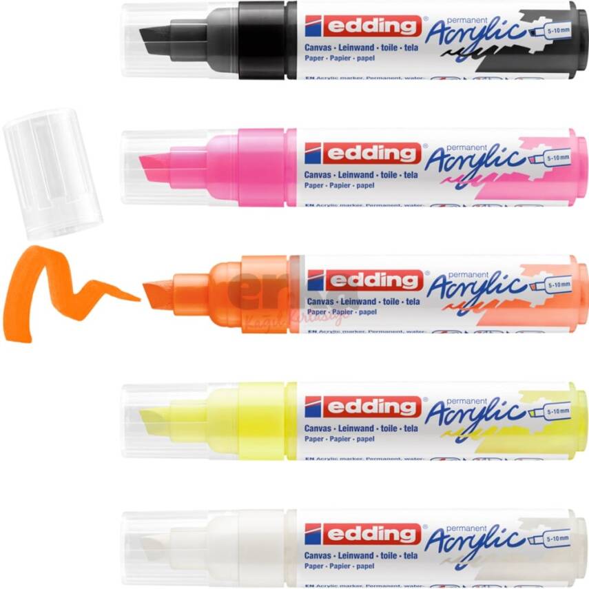 Edding Acrylic Marker Thick Tip 5-Piece Set Highlighter E-5000 - 2