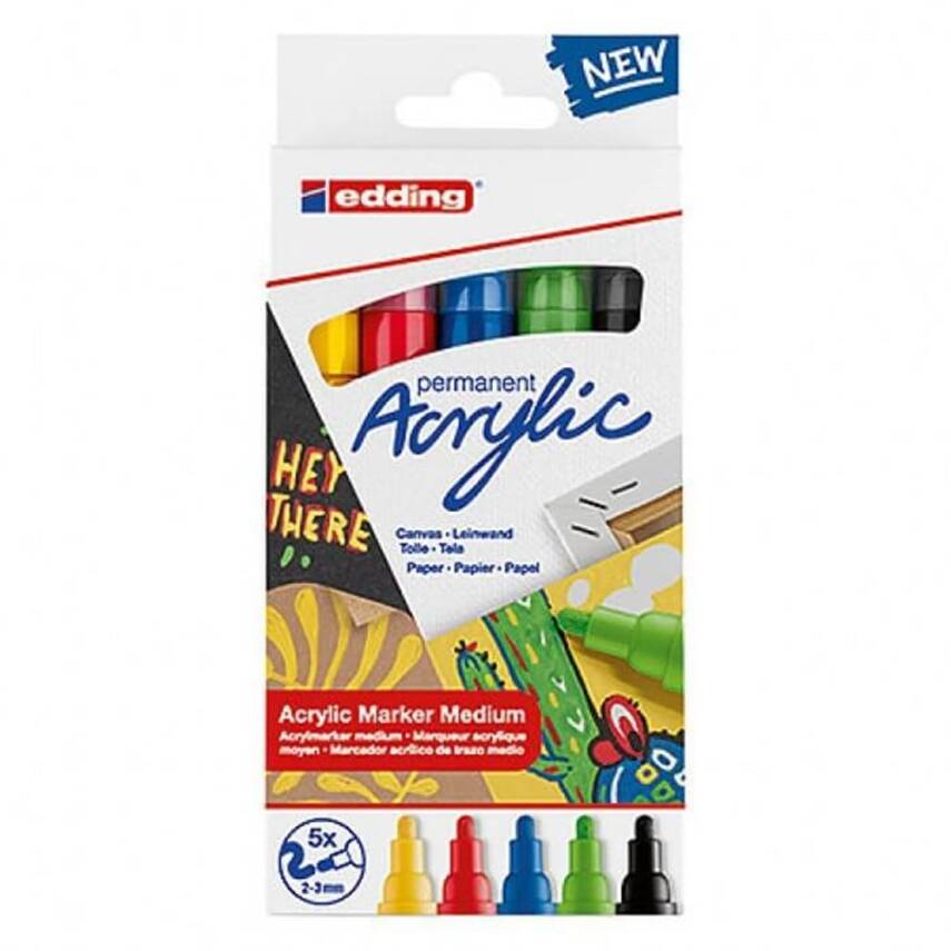 Edding Permanent Acrylic Pen Set of 5 Basic - 1
