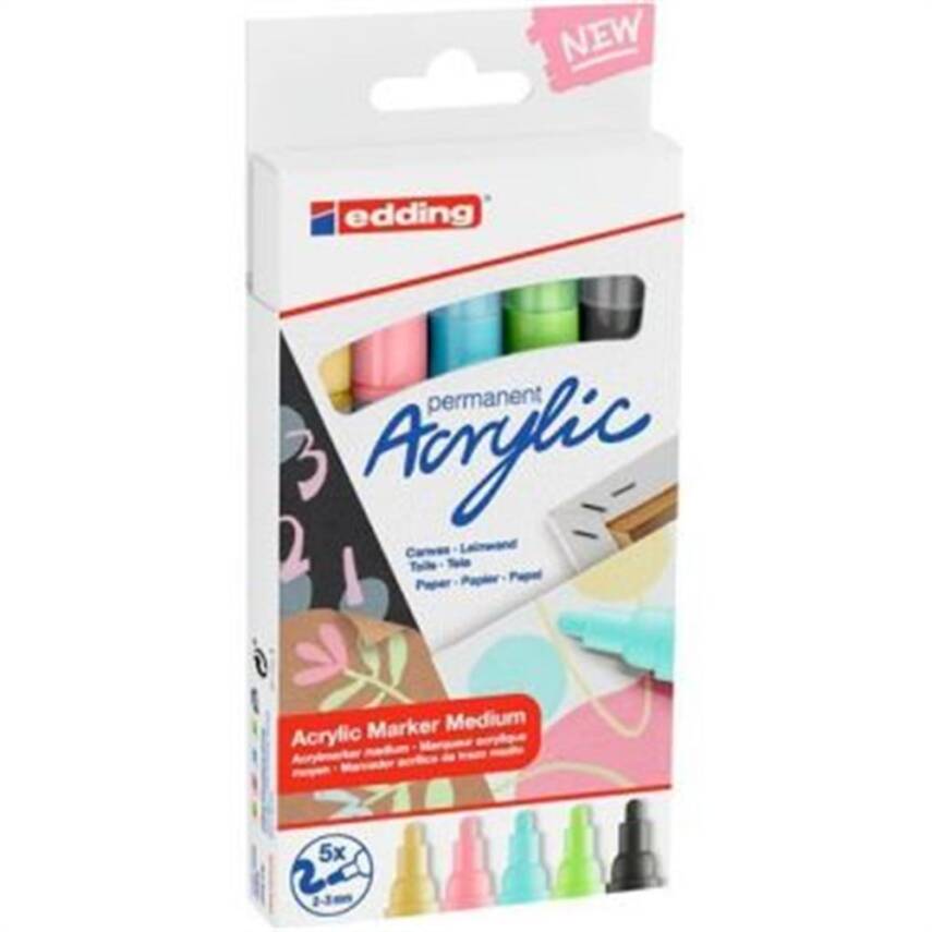 Edding Permanent Akrilik Kalem Seti 5'li Pastel - 1