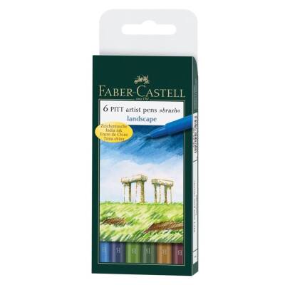 Faber Castell Pitt Artist Pen Fırça Uç Çizim Kalemi Manzara 6'lı