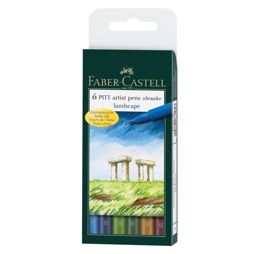 Faber Castell Pitt Artist Pen Fırça Uç Çizim Kalemi Manzara 6'lı - 1