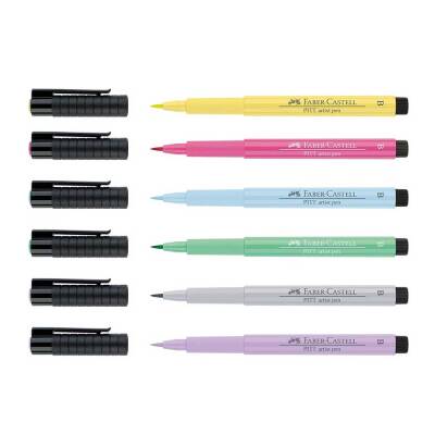 Faber Castell Pitt Artist Pen Fırça Uç Çizim Kalemi Pastel Renkler 6'lı (1)