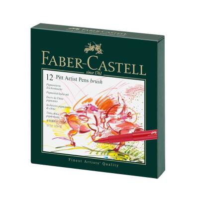 Faber Castell Pitt Çizim Kalemi Fırça Uç Studio Box, 12 Renk
