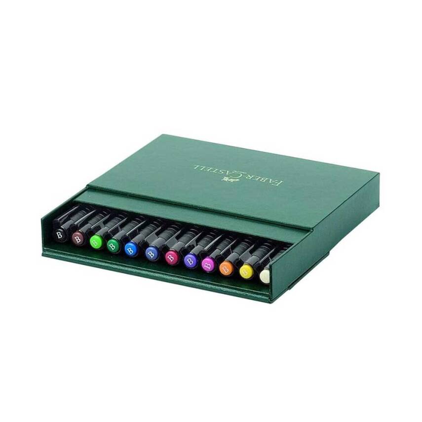 Faber Castell Pitt Drawing Pencil Brush Nib Studio Box, 12 Colors - 2