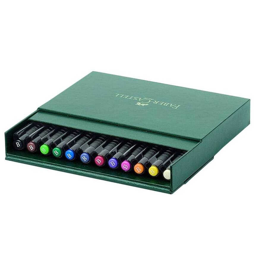 Faber Castell Pitt Drawing Pencil Brush Nib Studio Box, 12 Colors - 2