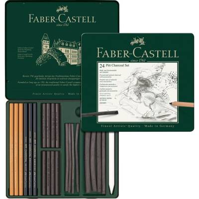 Faber Castell Pitt Monochrome İşlenmiş Kömür Seti (1)