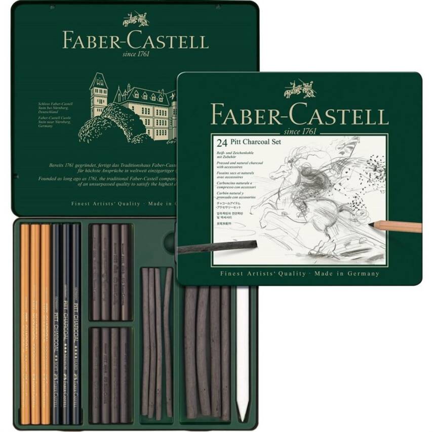 Faber Castell Pitt Monochrome İşlenmiş Kömür Seti - 2