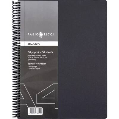 Fabio Ricci Black Spiralli Siyah Defter 50 yaprak A4 (1)