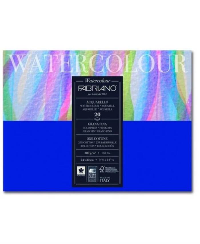 Fabriano Aquarelle Cold Press Watercolor Block 300g. 24x32cm 20 Sheets - 1