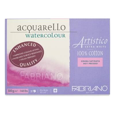 Fabriano Artistico Watercolor Notebook Extra White Grana Satinata Hot Pressed 300gr, 26x36 cm 20 Pages - 2