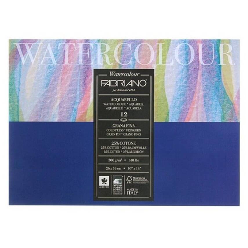 Fabriano Watercolor Studio Watercolor Block 300g. 26x36cm 12 Sheets - 1