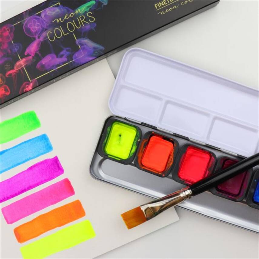 Finetec Neon Colors Watercolor Set 6 Colors FN9000 - 2
