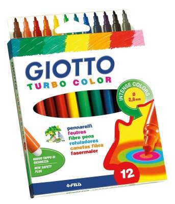 Giotto Turbo Color Felt Tip Pens 12 Pieces