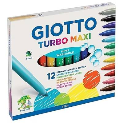 Giotto Turbo Color Maxi Felt Tip Pen 12 Colors