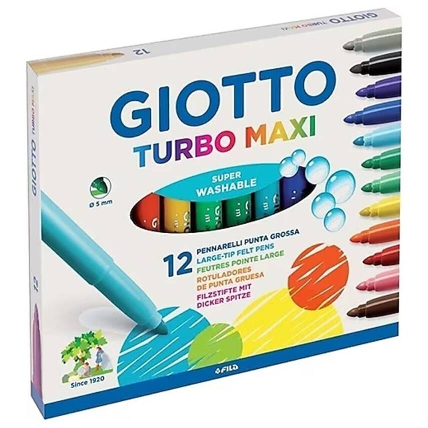 Giotto Turbo Color Maxi Felt Tip Pen 12 Colors - 1