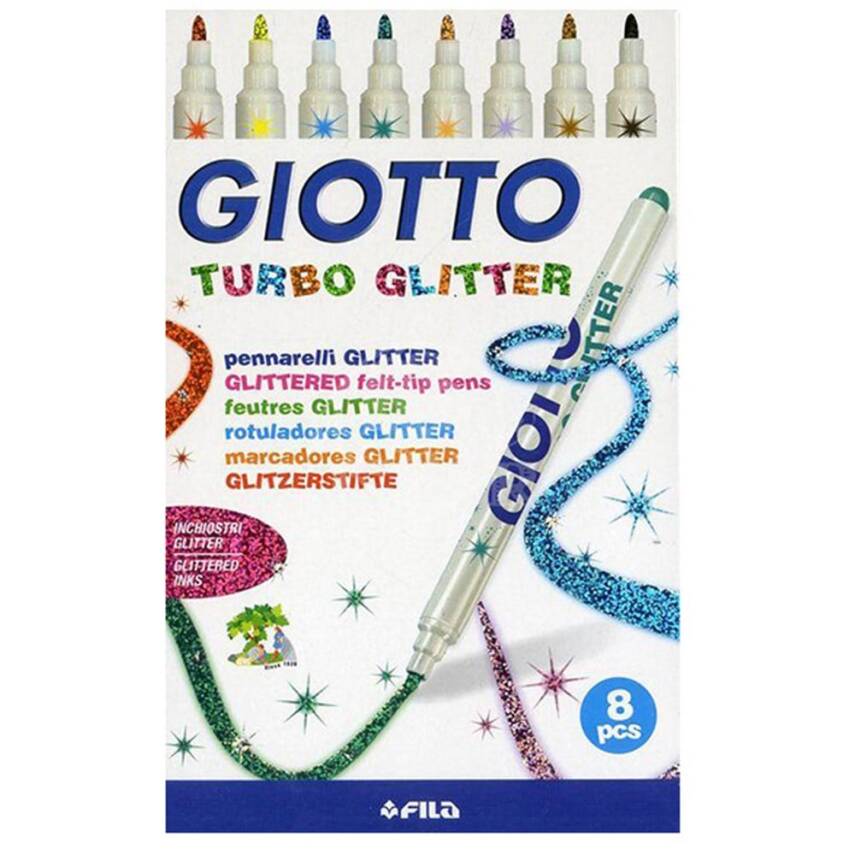 Giotto Turbo Glitter Felt Tip Pens 8-Pack - 1