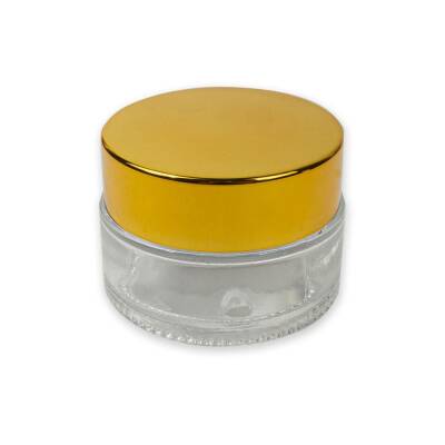 Glass Inkwell Transparent Gold Lid 20 ml